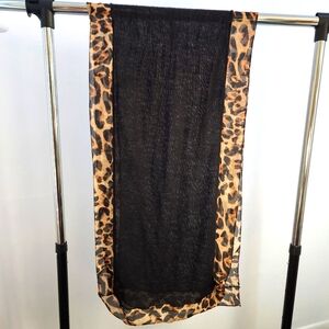 Nwt Leopard Print Black Scarf